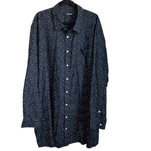 Big Dude Button Shirt Dress Men Size 4XLT Blue Workwear Formal Business Office